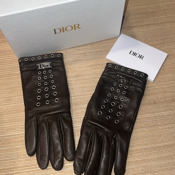Dior Brown Leather Gloves - Picture 1 of 6